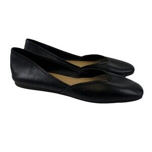 Lucky Brand Adoura Ballet Flat Black Smooth Leather Round Toe Slip On Womens 9